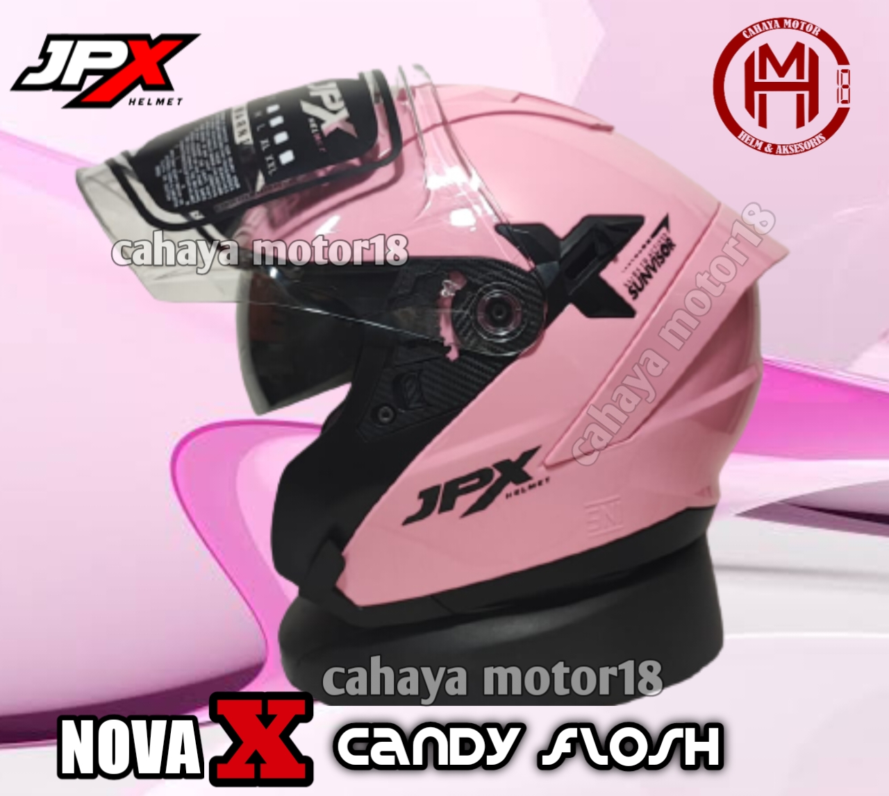 HELM JPX NOVA X SOLID CANDY FLOSH|PINK model njs kairoz Harga 685,000 rupiah*Gratis Ongkir