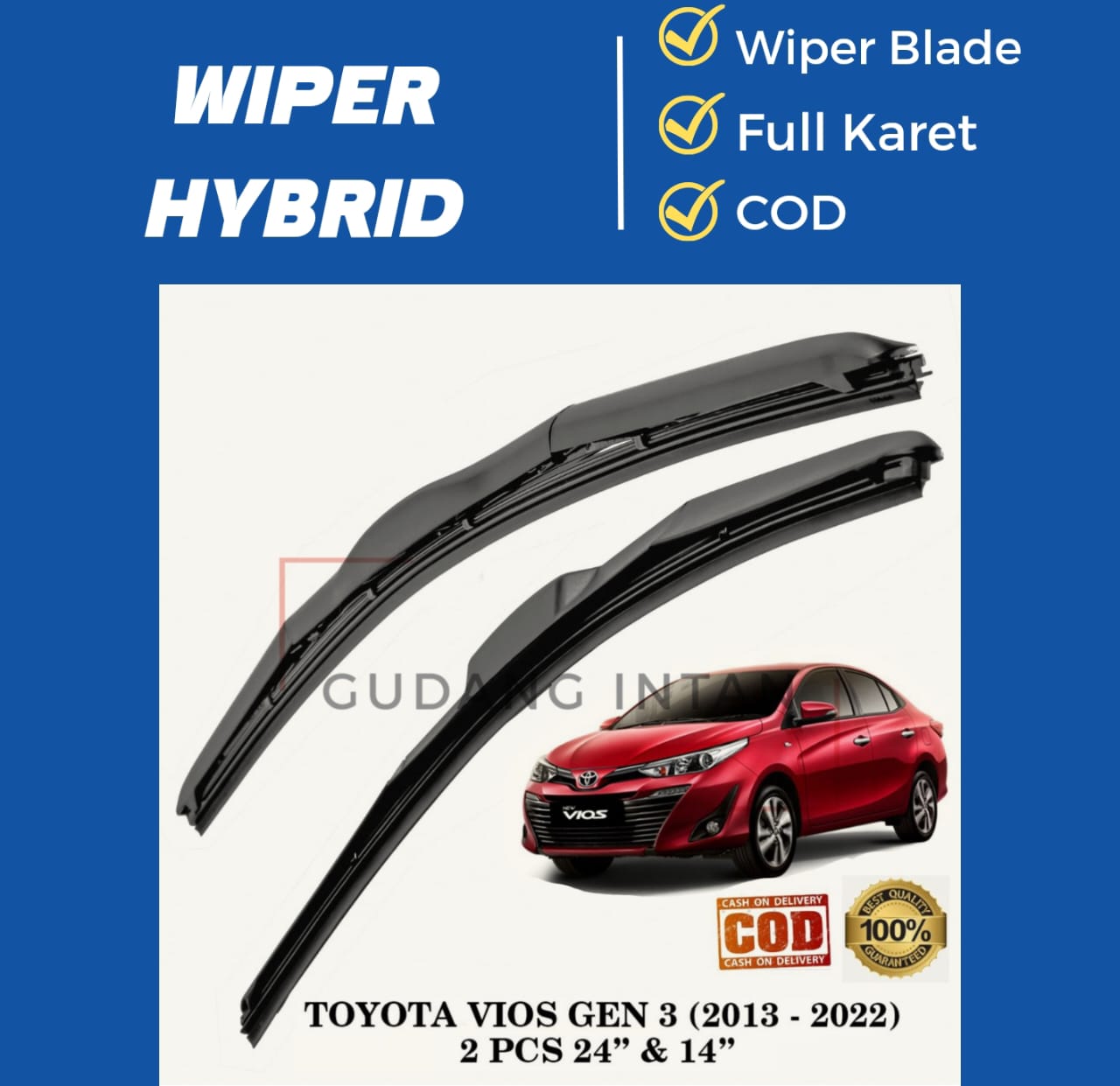 Wiper Hybrid Kanan Kiri 1 Set Mobil Toyota Vios - Gudang Intan Harga 86,500 rupiah*Gratis Ongkir