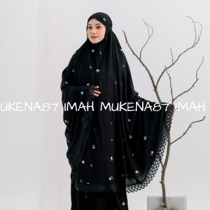Mukena Adult Kaluna Rayon Premium 2 in 1 Embroidered Lace Matching Beautiful Elegant Cool Jumbo