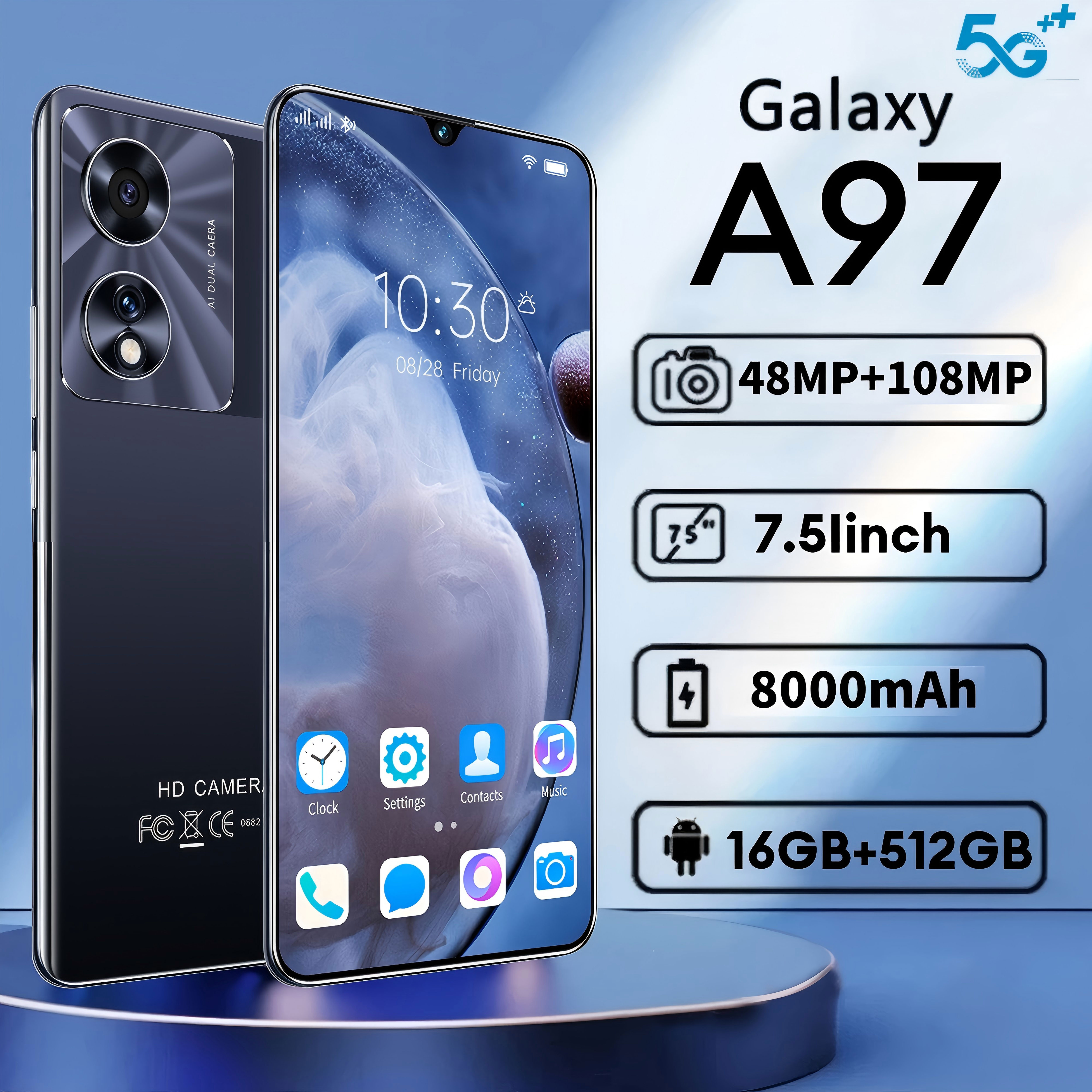 【Can co】 opp0 A97 Android 5g/4G 7.5 inch 12GB + 512GB official warranty free shipping garage Official HP cheap clearance cheapest can cod installment payment gaming phone HP Harga 949,000 rupiah*Gratis Ongkir