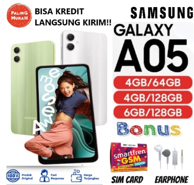 PROMO!!!HP SAMSUNG GALAXY A05 6GB/128GB & 4GB/128GB & 4GB/64GB - MediaTek Helio G85 - Bergaransi FULLSET Harga  1,199,000 Ringgit*Penghantaran Percuma