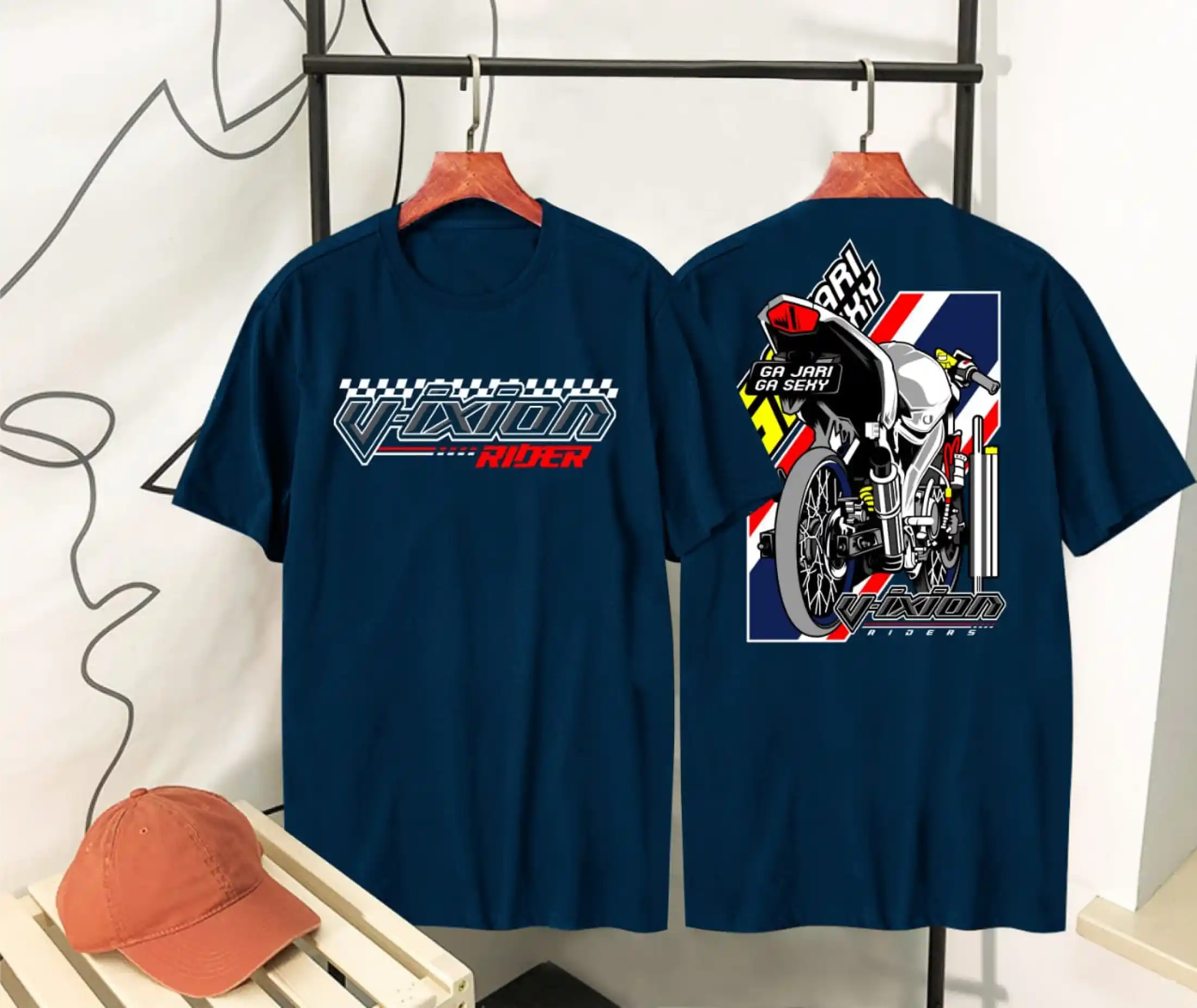 Kaos Oblong Distro Tshirt Motor Vixion Jari Jari Navy Lazada Indonesia