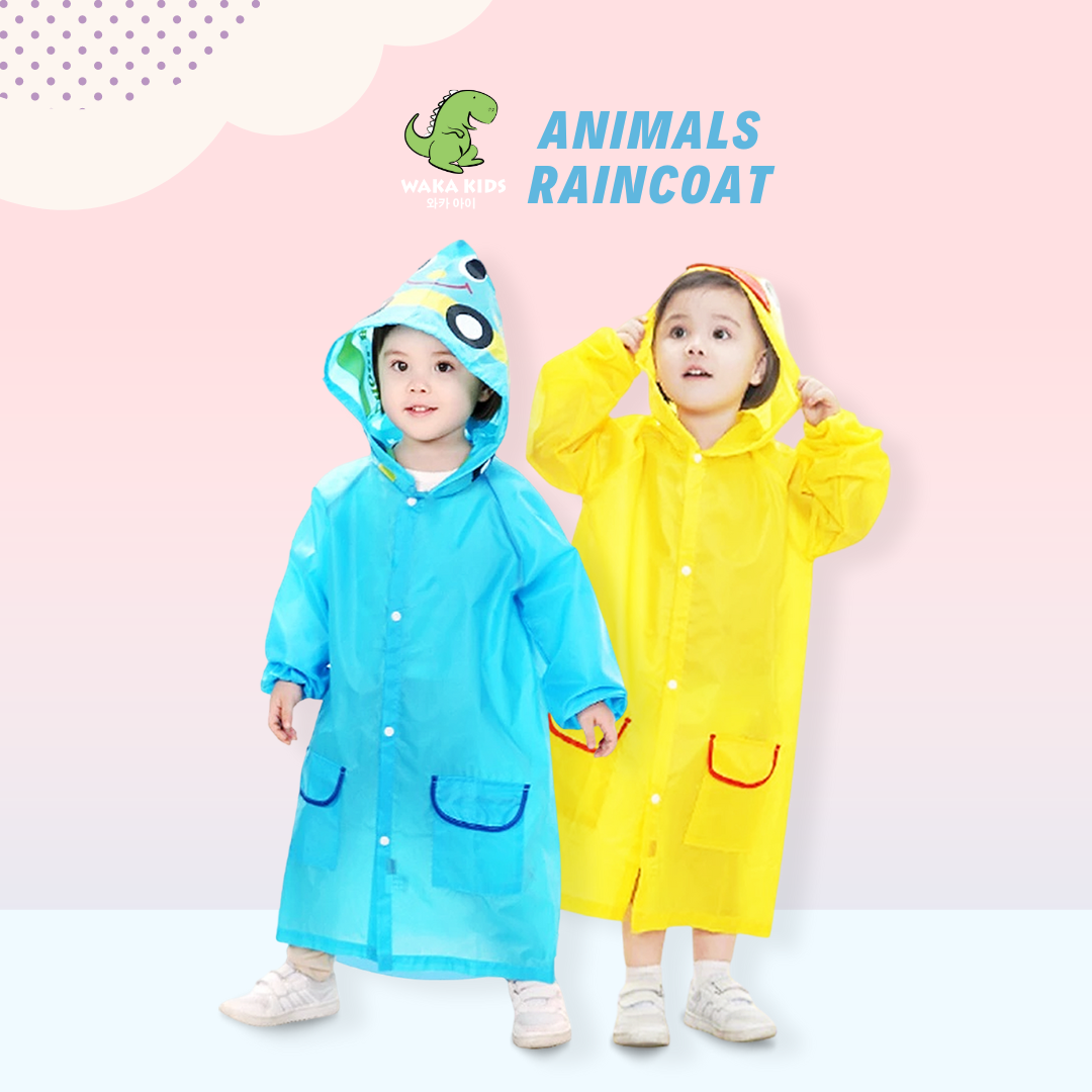 Jas Hujan Anak Mantel Anak Jas Hujan Terusan Rain Coat Motif Lucu Karakter Hewan Venhs Wakakids Harga 43,000 rupiah*Gratis Ongkir