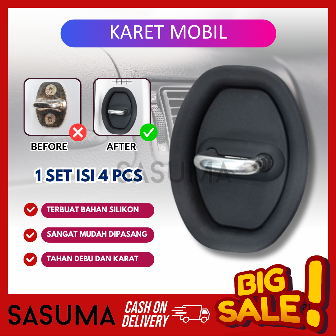 Sasuma Universal Car Door Hook Protector Rubber Sound Dampening Anti-Impact Cover Harga 10,000 rupiah*Gratis Ongkir