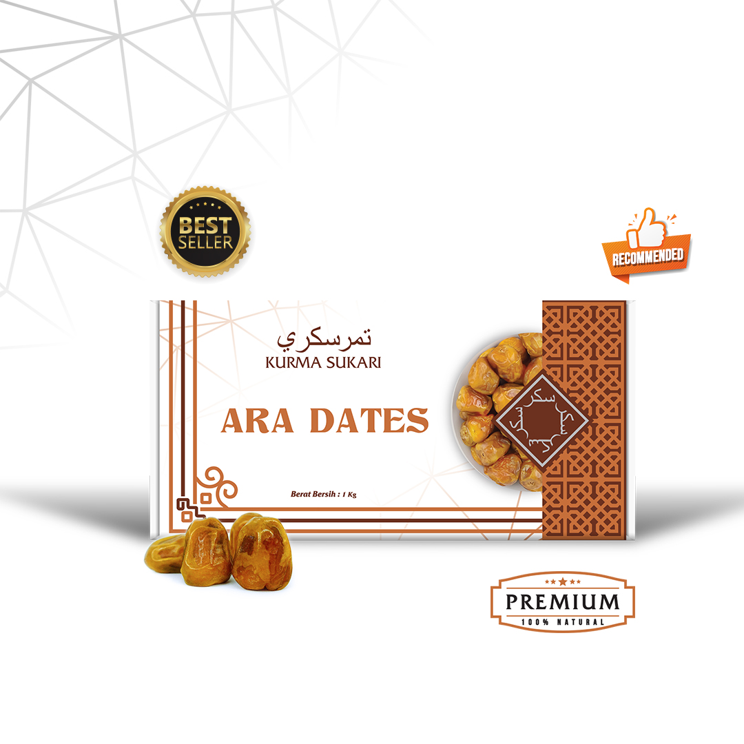 Kurma Raja/Sukari 1kg Premium Kemtan Ara Dates by Haji Umroh