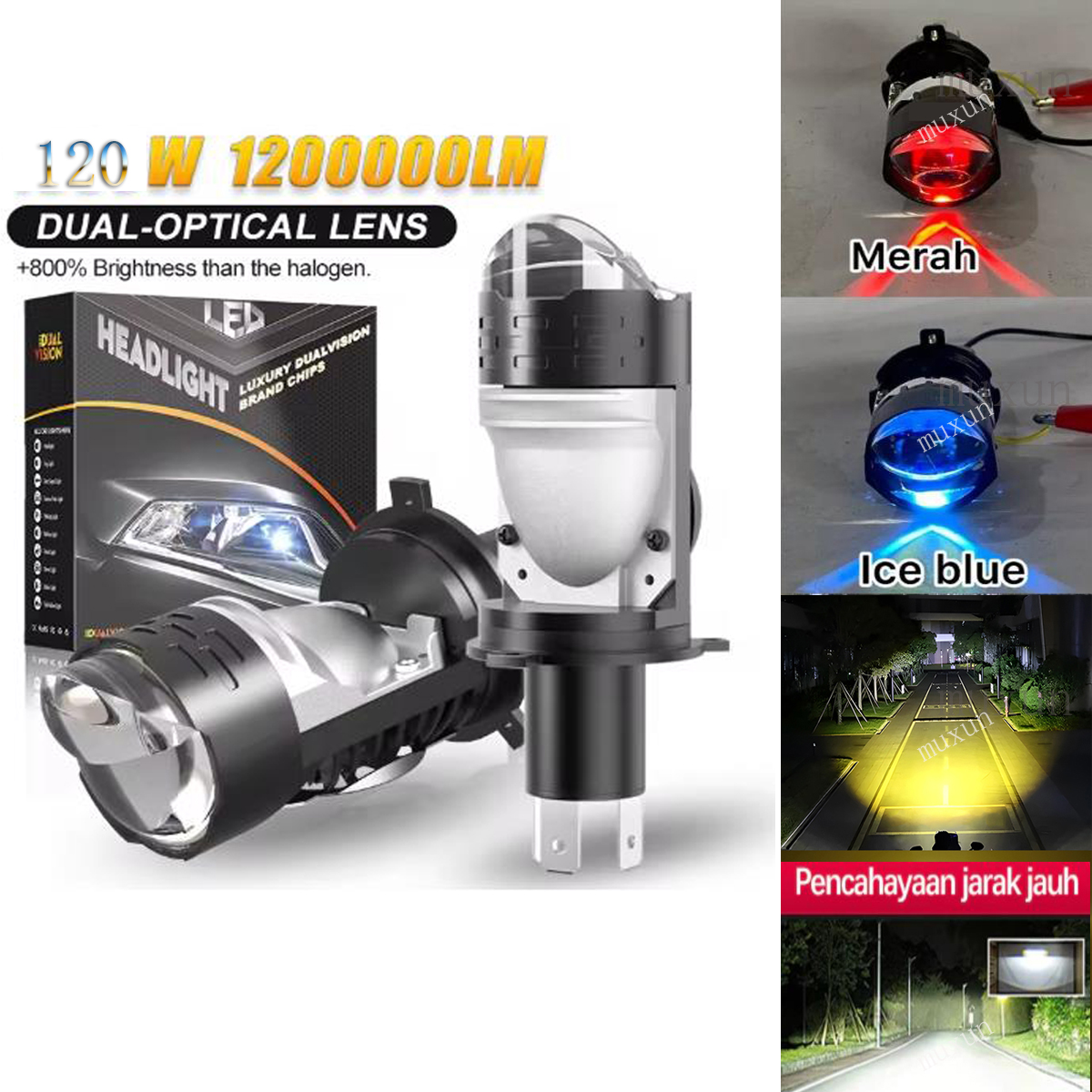 Ibright Headlight Ze0 Blue Lens H4 Projector with Devil Eye Plus Full Aluminum Cooling Fan Harga  97,218 Ringgit*Penghantaran Percuma