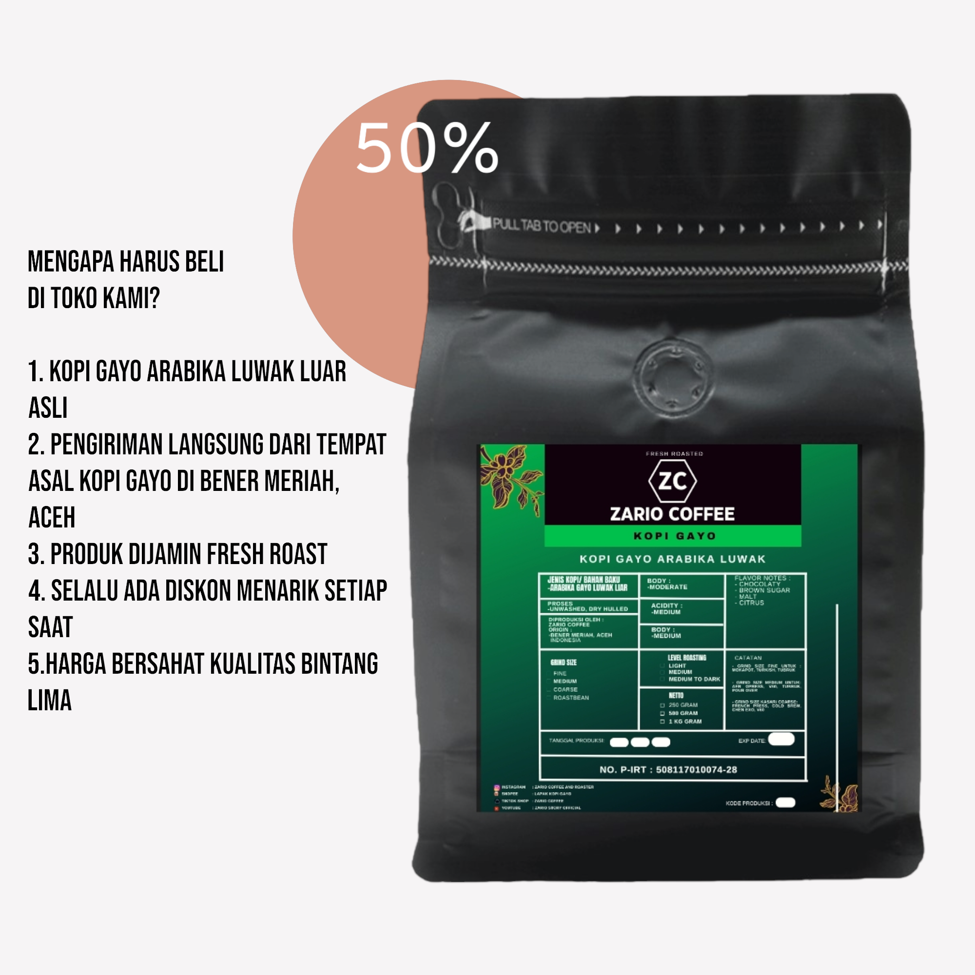 Wild Arabica ground coffee