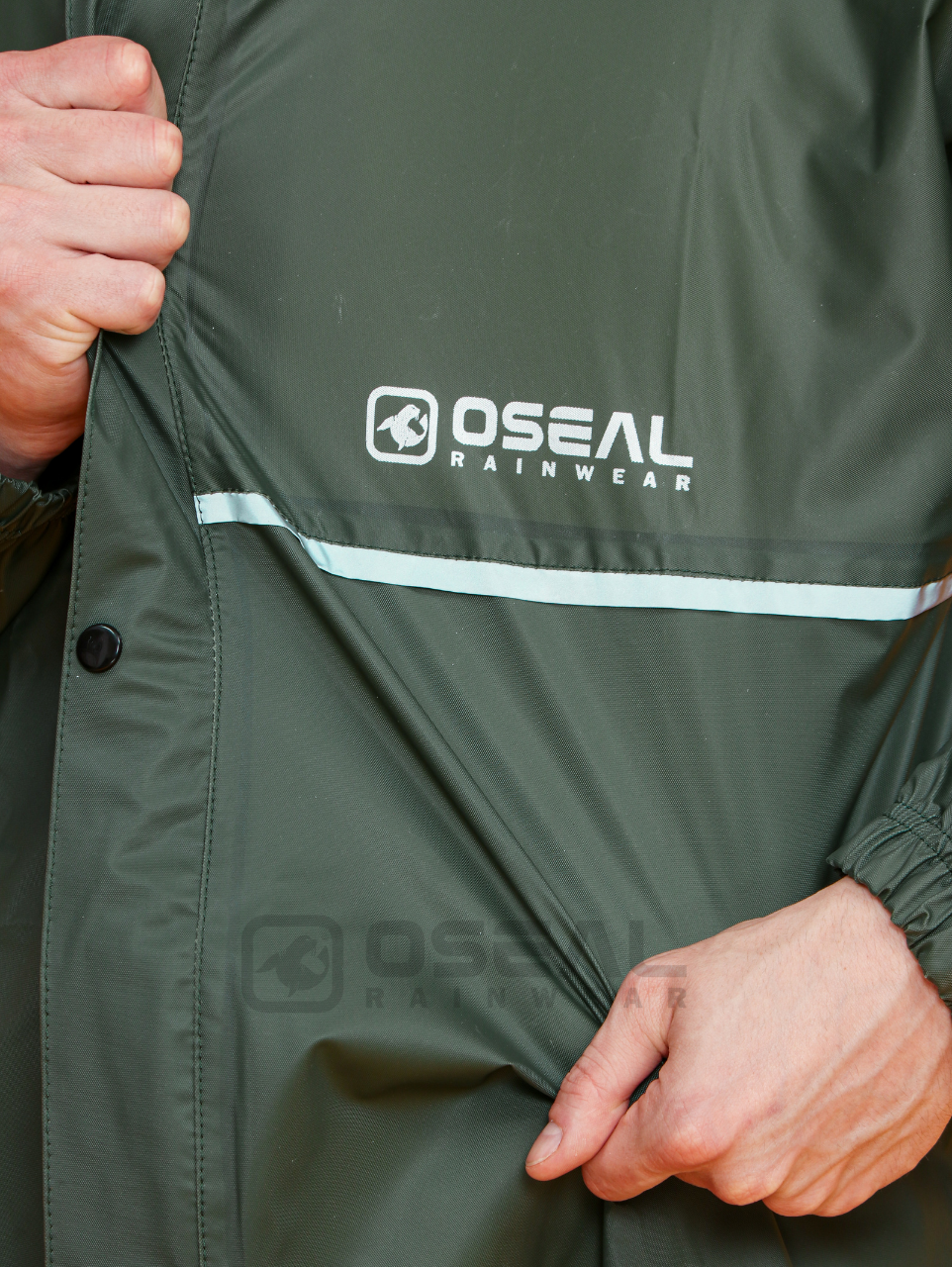 Jas Hujan OSEAL Full Seal Raincoat Mantel Pria Wanita Dewasa Shine Series  Hijau