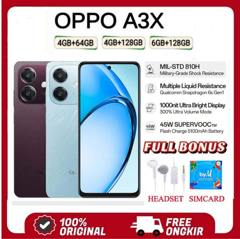 Oppo A3X 4+4/64Gb 6/128Gb Snapdragon 6S Gen 1 Battery 5100Mah Warranty - Nebula Red, 4/64 Giá 1,081,280 Đồng*Miễn phí vận chuyển
