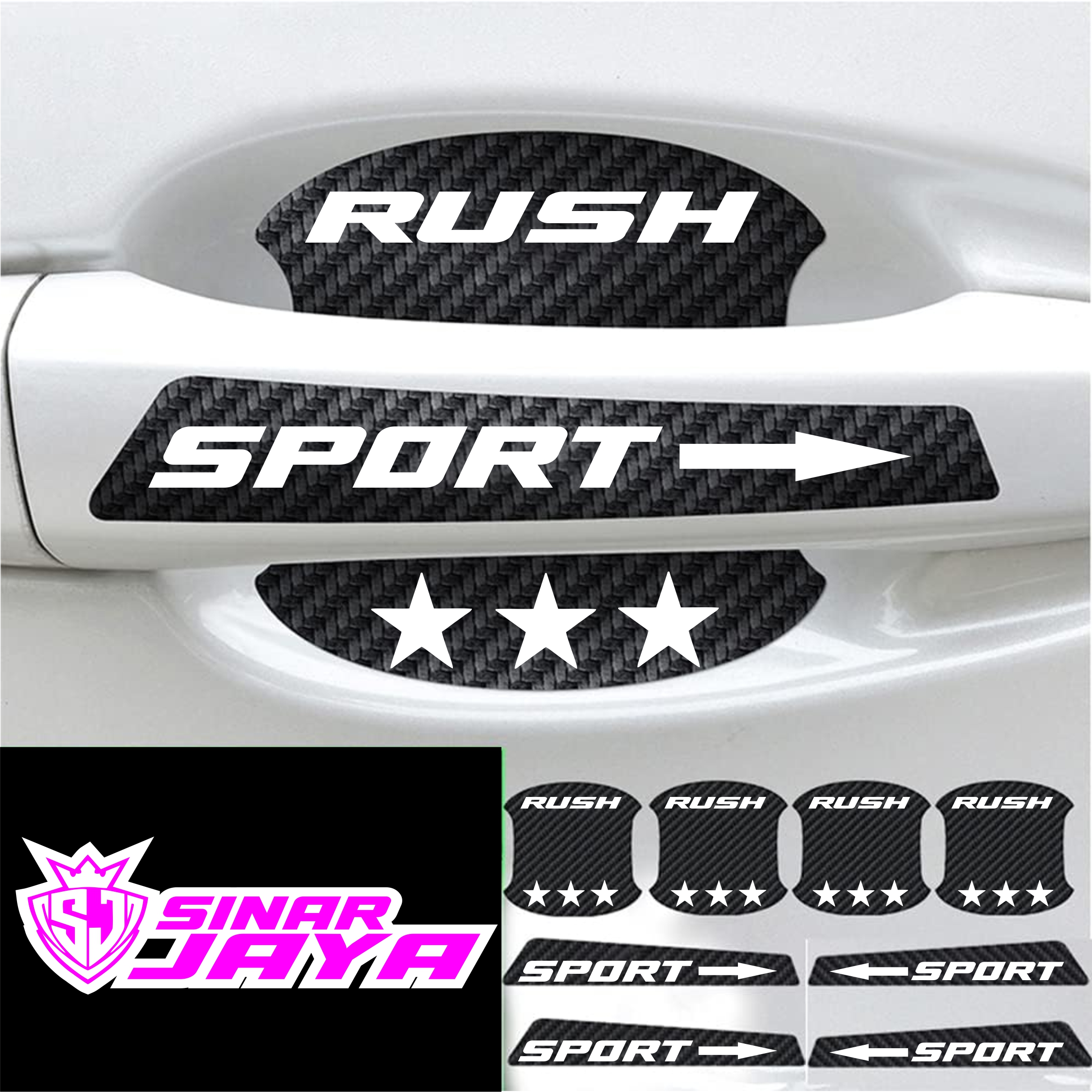 termurah 8pcs stiker karbon hendel pintu mobil toyota rush stiker cuting pelindung dari goresan Harga 20,000 rupiah*Gratis Ongkir