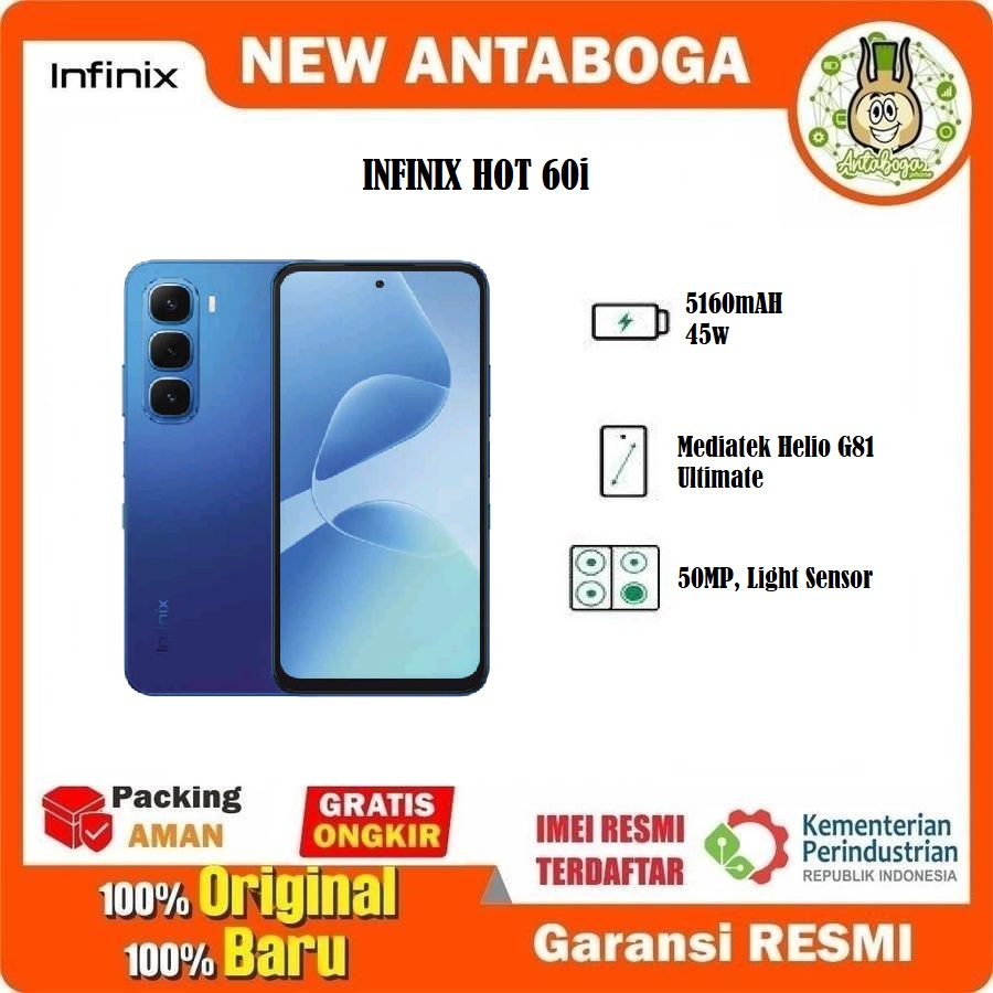 Infinix Hot 60i 8/256 GB Garansi Resmi Giá 1,970,000 Đồng*Miễn phí vận chuyển