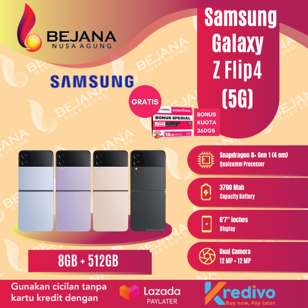 Samsung Galaxy Z Flip4 [5G] Smartphone ( Ram 8GB / Rom 512GB ) Garansi Resmi Giá 16,799,000 Đồng*Miễn phí vận chuyển