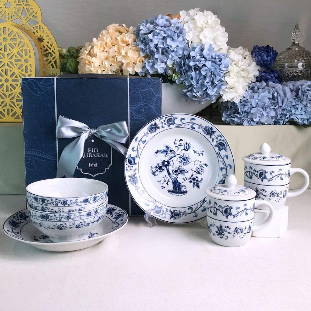 Ceramic Bowl plates hampers sets blue Oriental Ming series