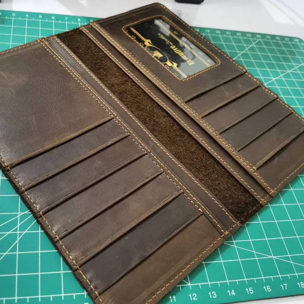 Dompet kulit panjang tipis Lipat Crazy horse