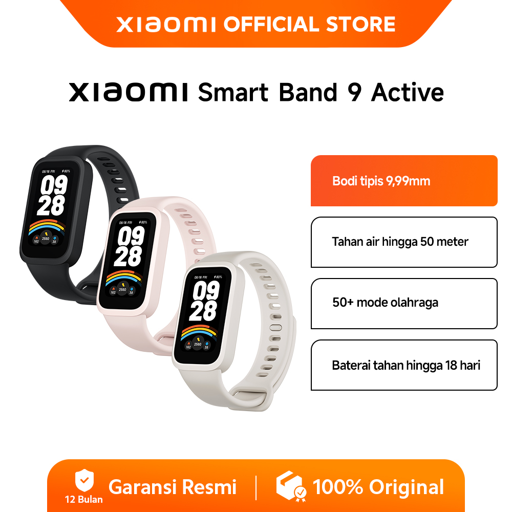 Xiaomi smart band 9 active | refresh rate 60 Hz | 50 + Sport mode | battery up to 18 days Harga 299,000 rupiah*Gratis Ongkir
