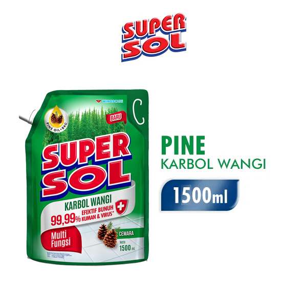 SUPERSOL Pembersih Lantai Karbol Pine 1500ml Harga 23,300 rupiah*Gratis Ongkir