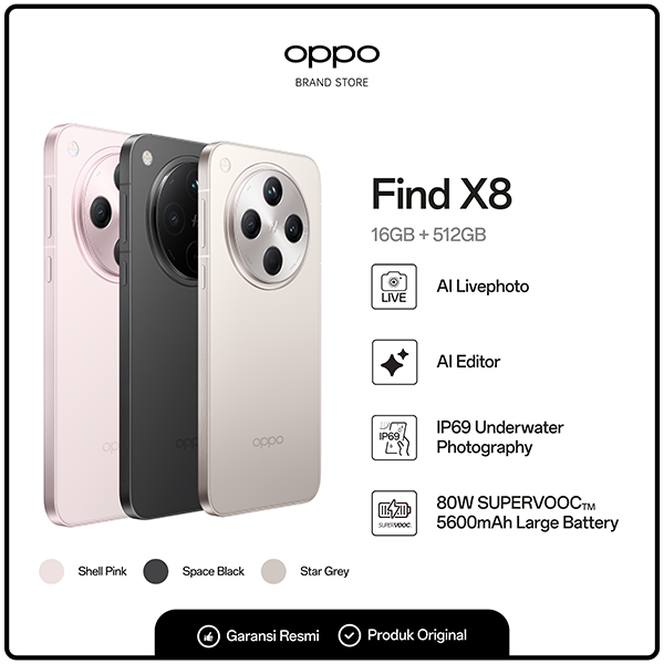 OPPO Find X8 16GB/512GB Harga  15,999,000 Ringgit*Penghantaran Percuma