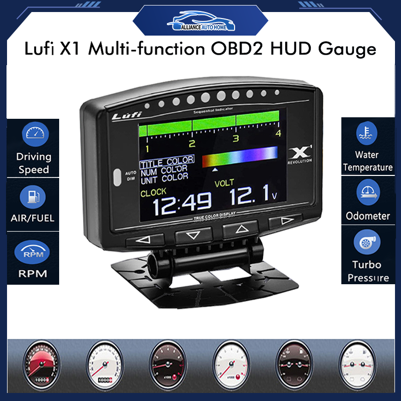 Lufi X1 Multi Meter Gauge Smart Digital 2.8‘ PNP OBD OBD2 English Version Revolution RPM Suhu Oli Suhu Debit Suhu Tegangan Suhu Air Pengukur Tekanan Turbin Harga 1,307,900 rupiah*Gratis Ongkir