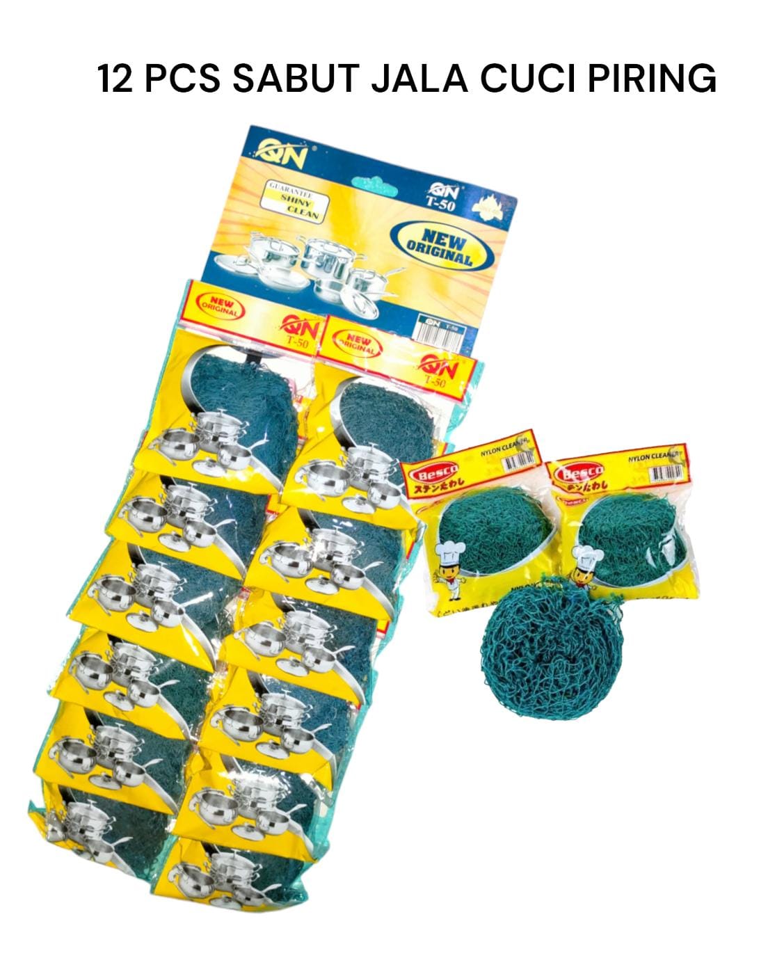 12 PCS SABUT JALA CUCI PIRING | SABUT JARING NILON | JALA SPONS CUCI PIRING Harga 10,999 rupiah*Gratis Ongkir