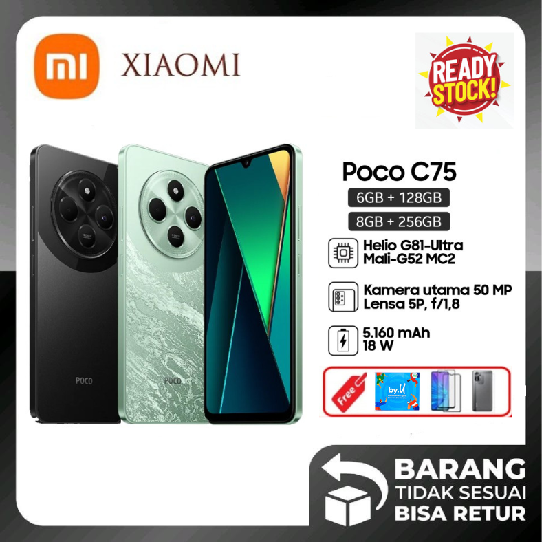 Poco C75 8/256GB 6/128GB | 6,88 display | 50MP AI | 18W fast charge | NFC |-promo Harga 1,230,000 rupiah*Gratis Ongkir