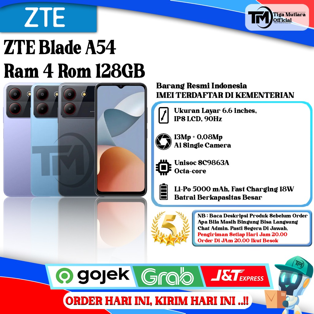 ZTE Blade A54 Ram 4 Rom 128GB Harga 999,000 rupiah*Gratis Ongkir