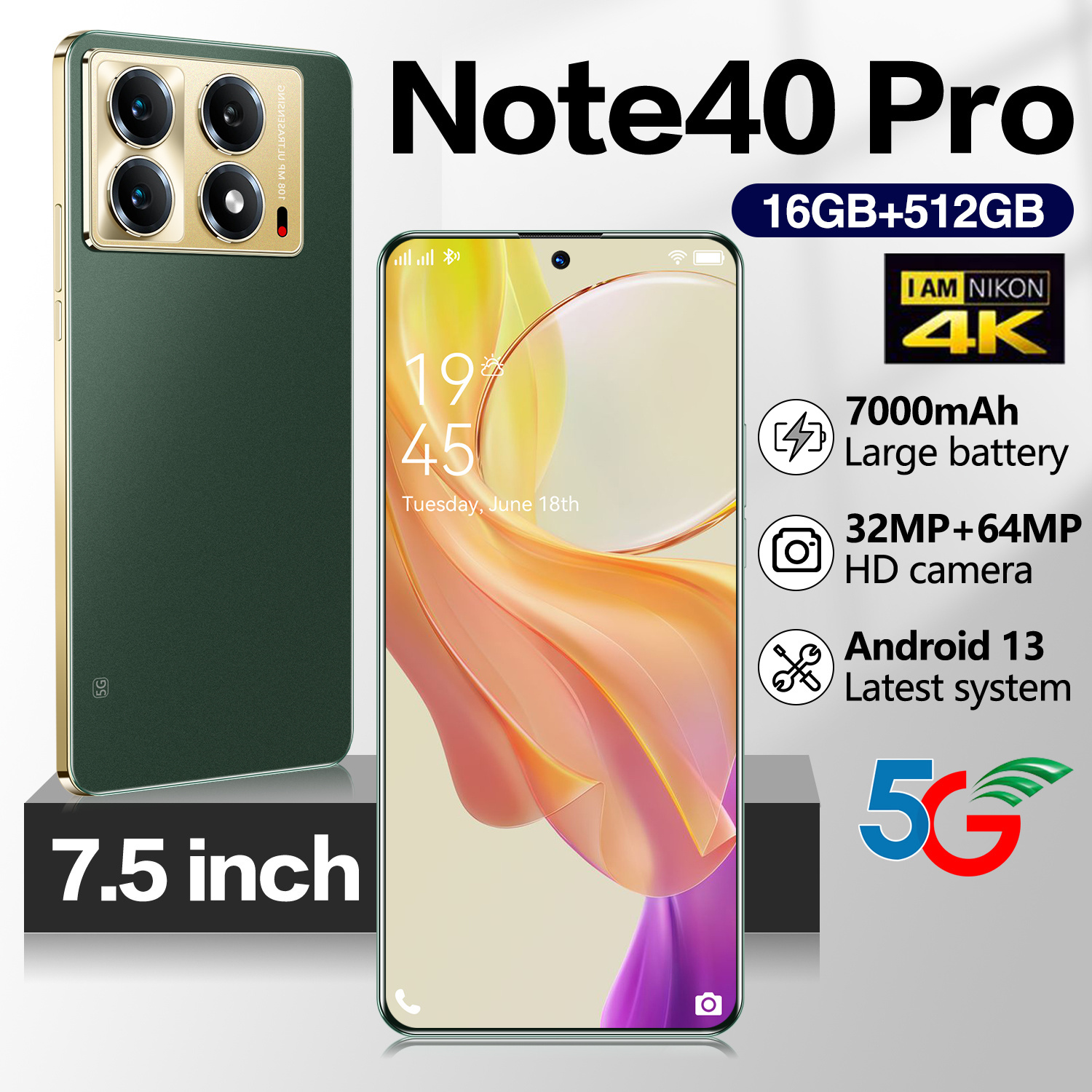 【 2024 New 】【 cod】original Official HP note 40 Pro 5G note 30 pro 16GB + 512GB 7.5 "new original mobile phone HP HD screen AMOLED 4G/5G Android smartphone 12 x678b Giá 960,000 Đồng*Miễn phí vận chuyển