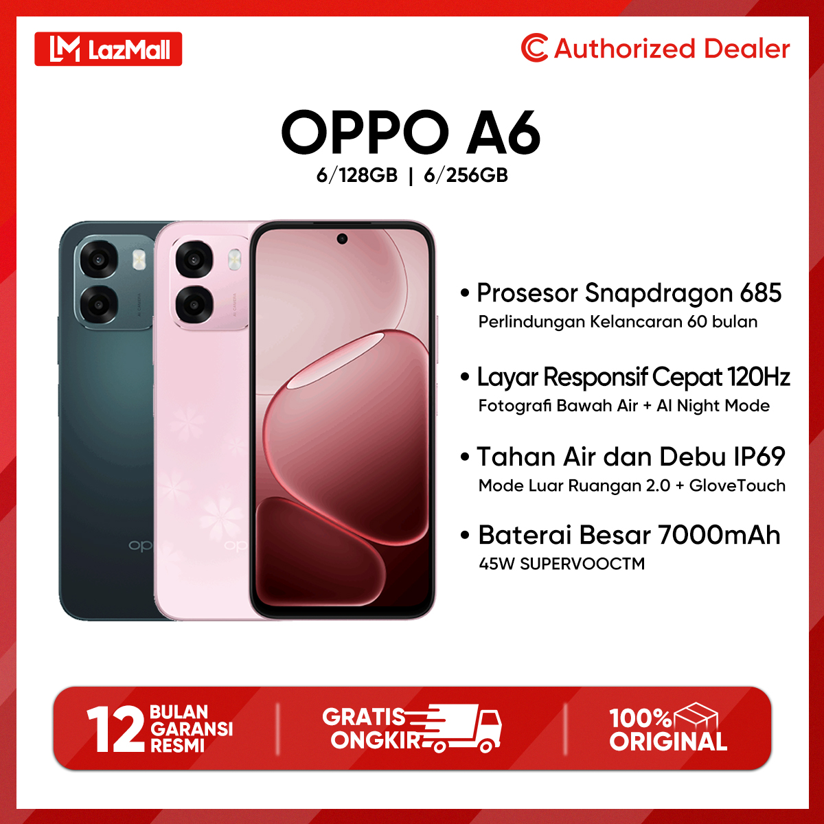 Oppo A6 6/256 6/128 Snapdragon ® 685 4g Mobile Platform Reverse Wired Charging Official Guarantee Harga  2,899,000 Ringgit*Penghantaran Percuma