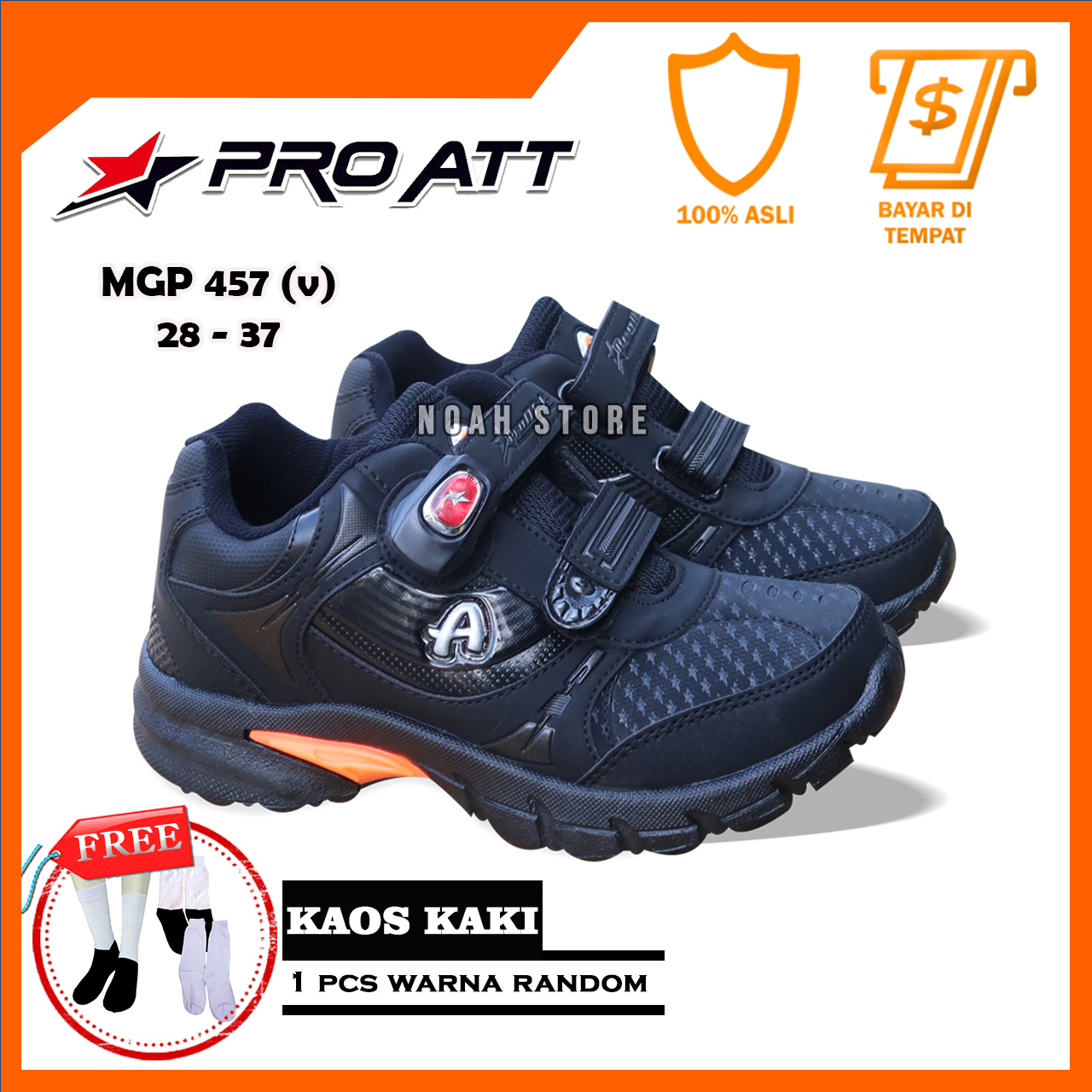 NOAH - Free Kaos Kaki Beli Sepatu PRO ATT MGP 457V 28-37 / Sepatu Anak-anak / Sepatu Sekolah Anak / Sepatu Hitam Polos / Sepatu Sekolah / Fashion Anak-anak Harga  135,000 rupiah*Gratis Ongkir