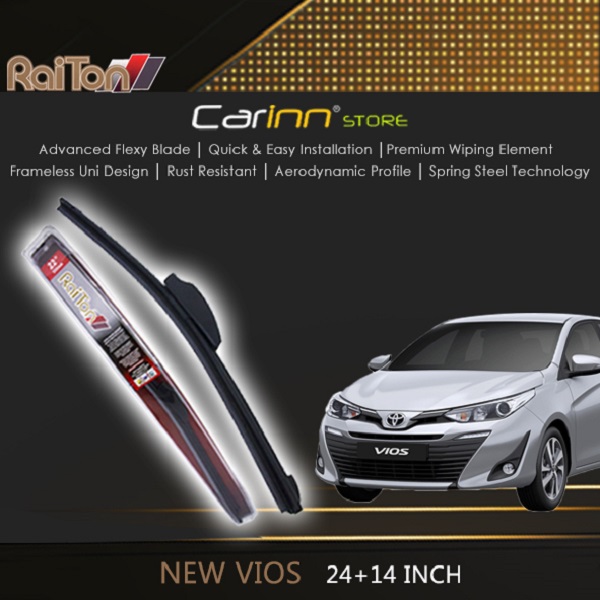 Raiton Sepasang Wiper Frameless Full Karet Kaca Depan Toyota Soluna 18" & 18" -2 Buah Harga 125,000 rupiah*Gratis Ongkir