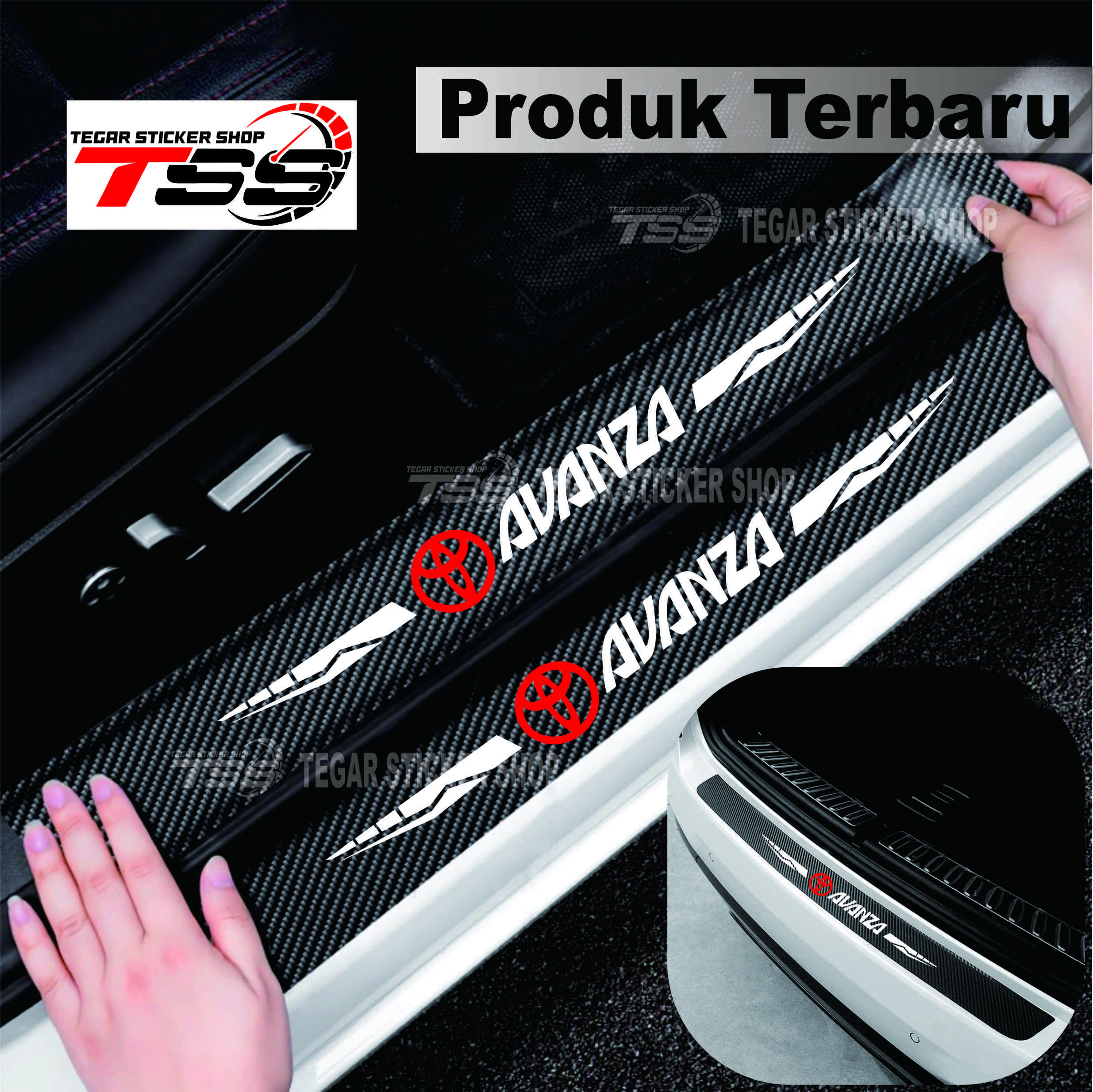 5 PCS sticker mobil toyota avanza sticker sill plate carbon 3D mobil toyota avanza sticker carbon avanza 3D pijakan pintu dan bumper bagasi mobil toyota avanza Harga 22,500 rupiah*Gratis Ongkir