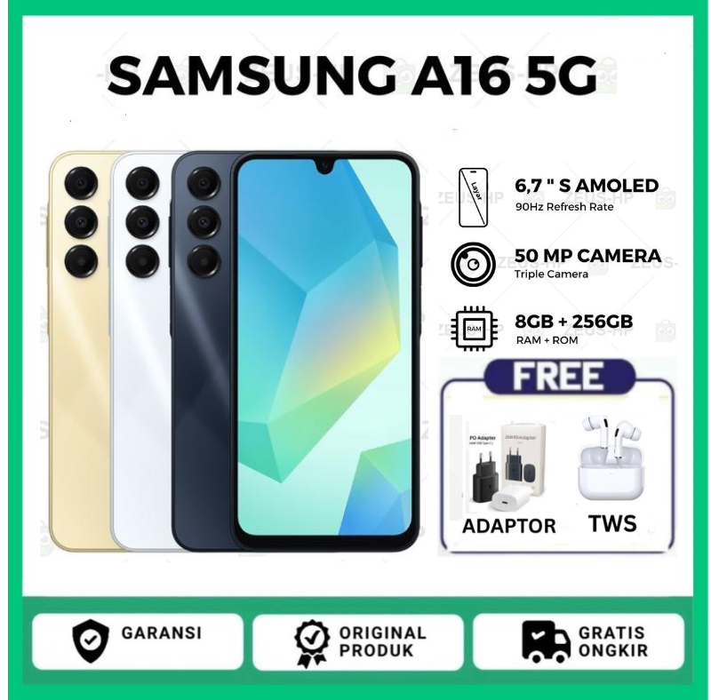 Samsung Galaxy A16 4g 5g 8/128 8/256 Ram 8 128 256 Gb 8Gb 128Gb 256Gb - Gray, 4g 8/128Gb Harga 2,019,850 rupiah*Gratis Ongkir