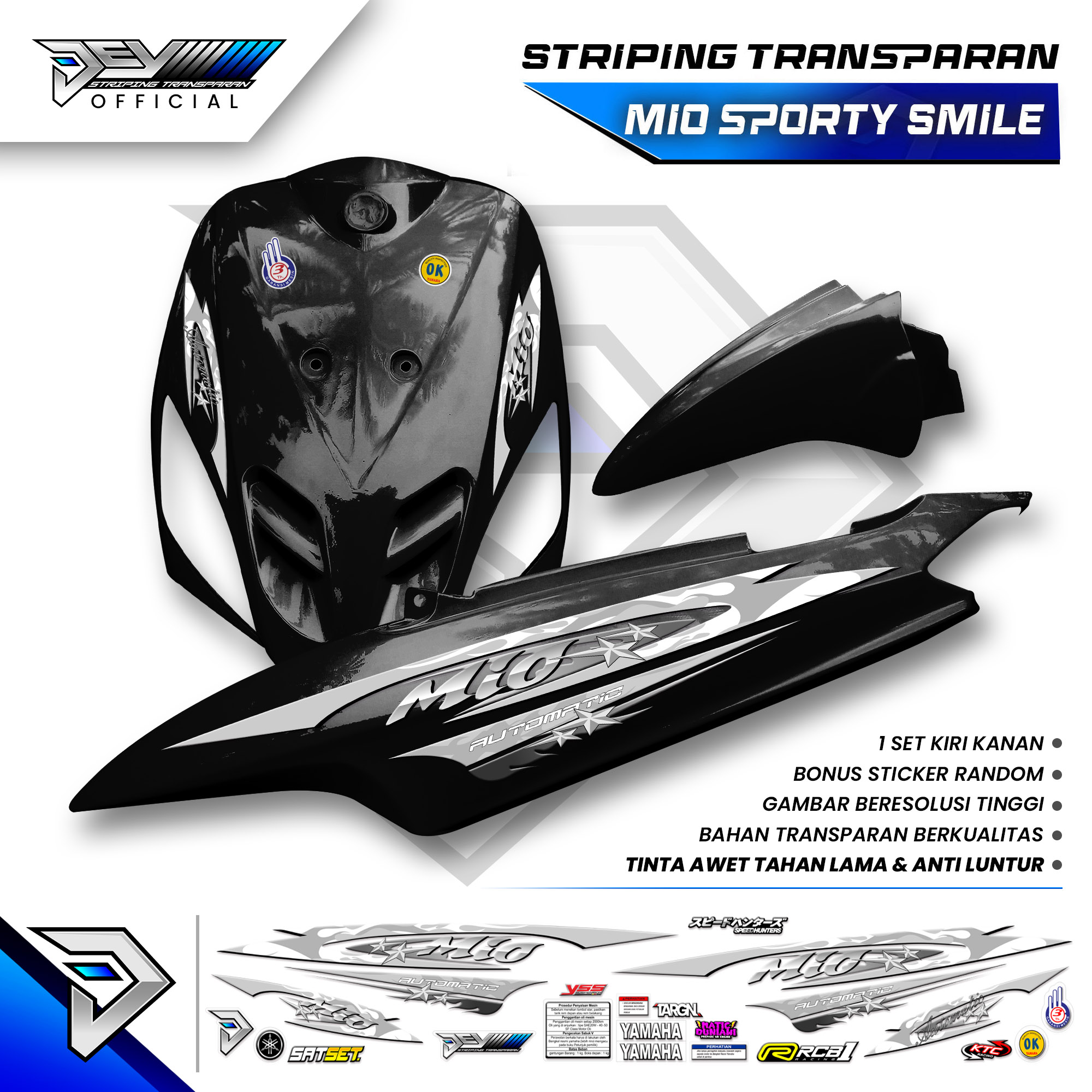Mio Sporty Transparent Striping | Mio Smile | Latest Star Motifs | Yamaha Mio Body Sticker Harga 35,000 rupiah*Gratis Ongkir