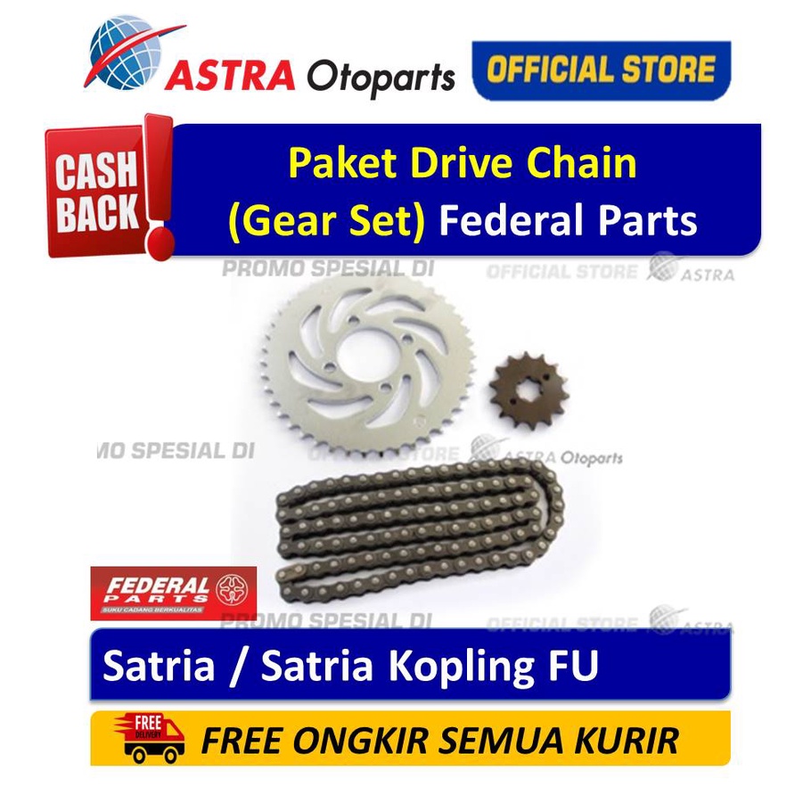 Paket Drive Chain Federal Parts Satria / Satria Kopling FU Harga 185,000 rupiah*Gratis Ongkir
