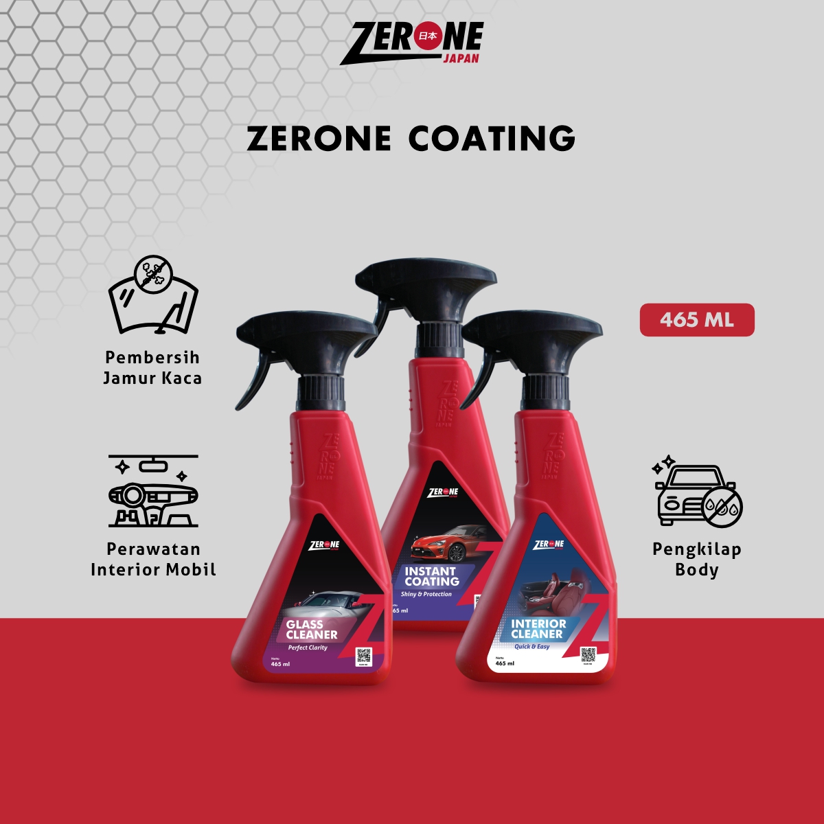 Zerone Pengkilap Kaca Jamur Kaca Body Mobil dan Pembersih Interior Mobil Harga 329,000 Ringgit*Penghantaran Percuma