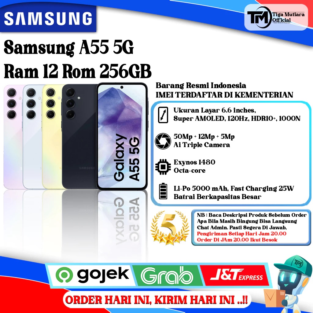 Samsung A55 5G Ram 12 Rom 256GB Harga 4,999,000 rupiah*Gratis Ongkir