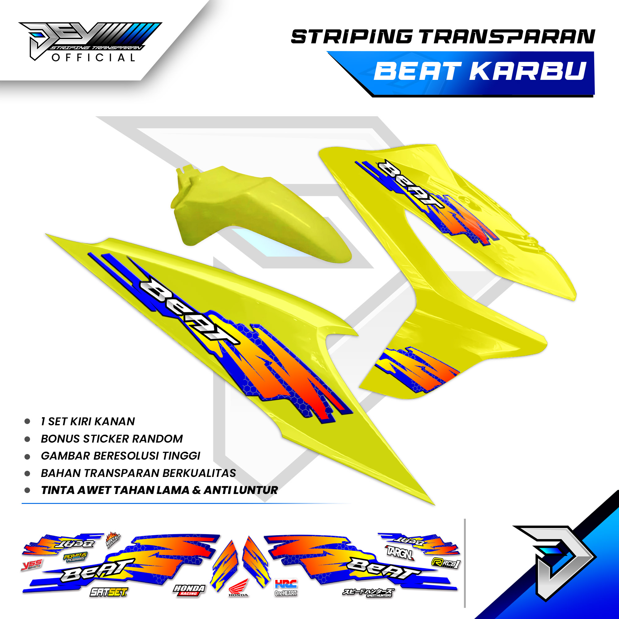 Transparent Striping Beat Karbu | Abstract Motif | Clear Carburetor Beat Sticker Harga 35,000 rupiah*Gratis Ongkir