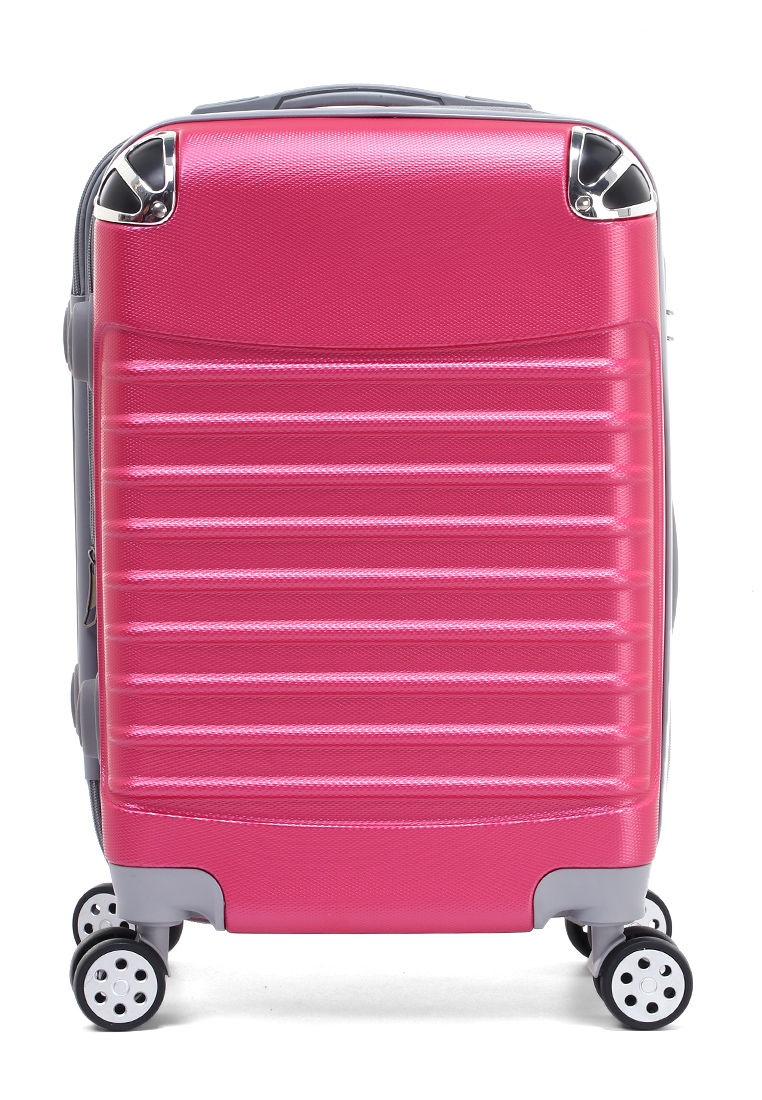 Lazada Indonesia - Hamlin Pers Koper Suitcase Many Lines Size 21 Inch Tas Travel Wheel Luggage Bag Material Fiber ORIGINAL – Pink