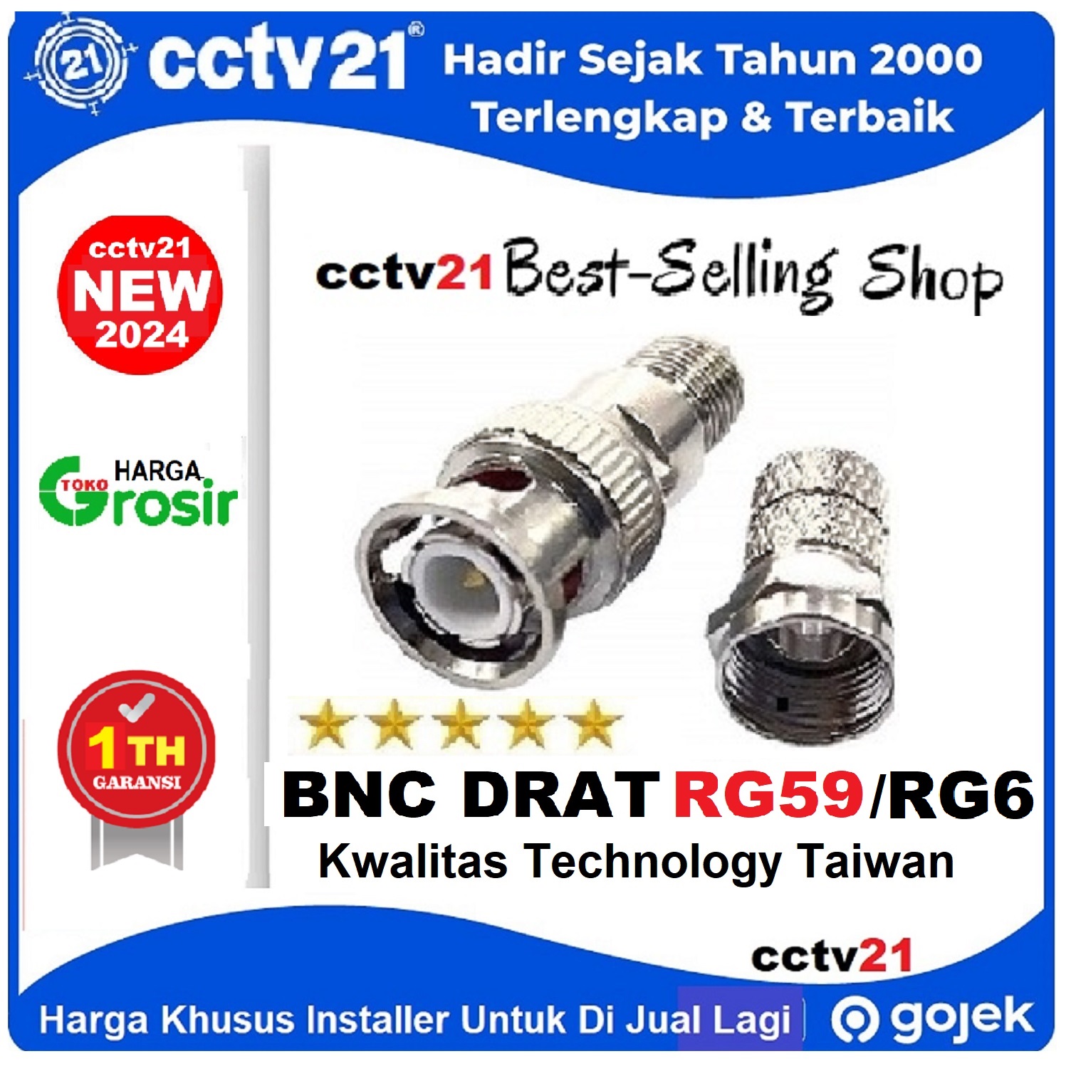 Taiwan Bnc Rg59 Jack Cctv Connector / Connector Special Price Cctv Installer21 Harga  2,750 rupiah*Gratis Ongkir