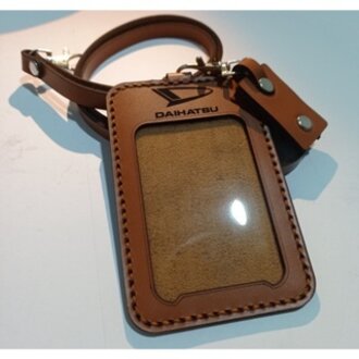 ID Card Holder Kulit, Nametag Kulit Sapi Asli, Lanyard Kulit Bisa Custom Logo dan Nama, Name Tag Termurah