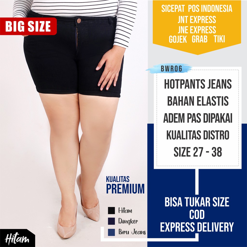 Big Size Jeans Jumbo Hot Pants wanita 