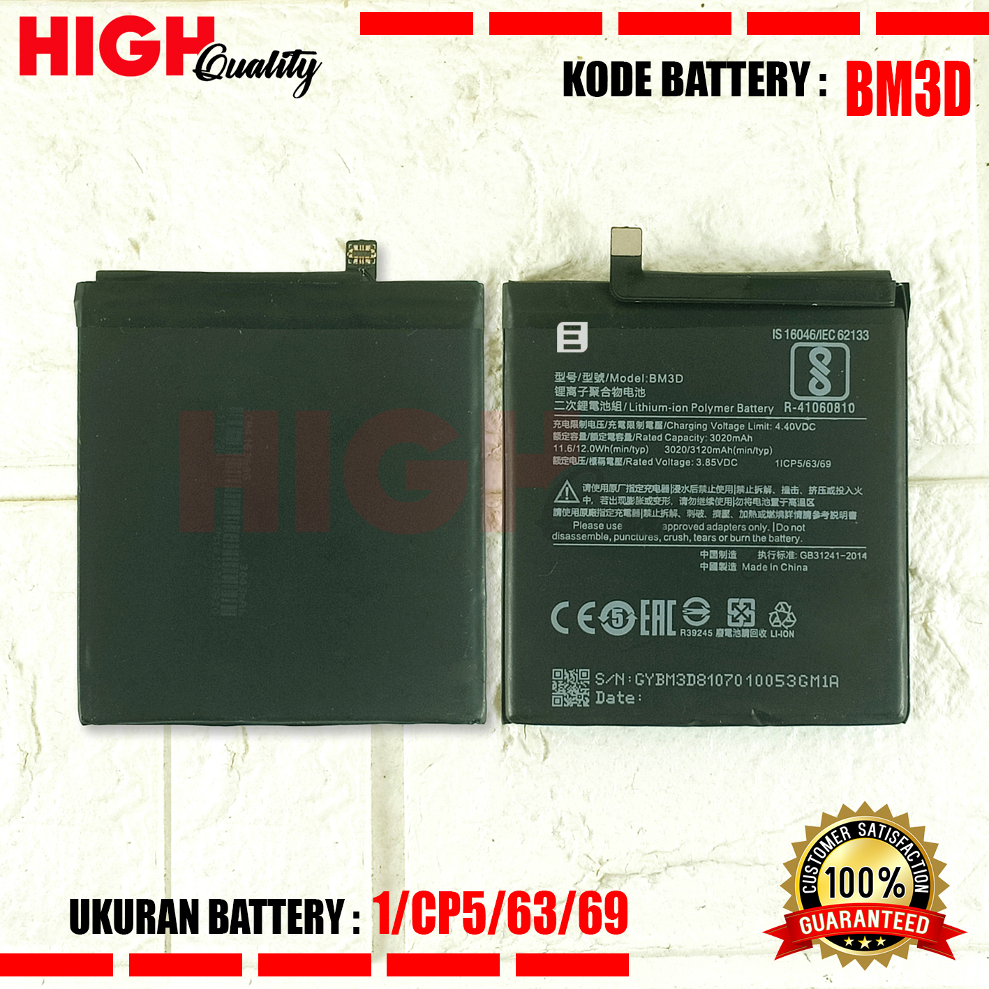 Batterie Originale Xiaomi BM3A / BM-3A - Neuve, Pour Téléphones Xiaomi Compatibles
