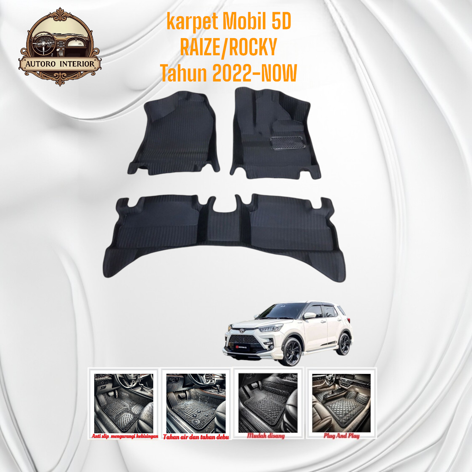 Karpet Mobil Toyota 2022 New Raize Rocky 5D Plug And Play Tahan Air Karpet Bagasi Harga 740,000 rupiah*Gratis Ongkir