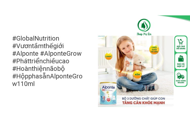 1Thùng ( 48 hộp )Sữa Bột Pha Sẵn Alponte Grow 110ML  Từ 1 Tuổi Trở Lên  Giúp Trẻ Cao Lớn  Thông Minh Phát Triển Chiều cao vượt trội