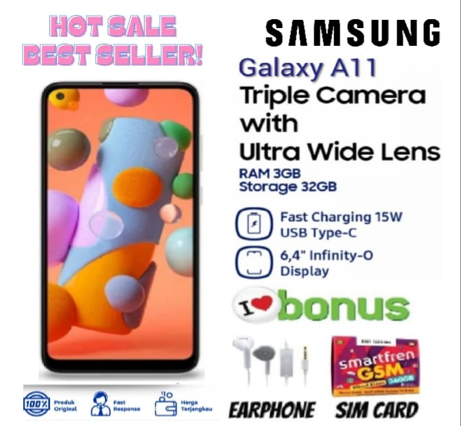 SIAP KIRIM READY STOK - HP SAMSUNG GALAXY A11 3/32 GB | Snapdragon 450 | Baterry 4000 mAh | GARANSI | FULLSET Harga  1,000,000 Ringgit*Penghantaran Percuma