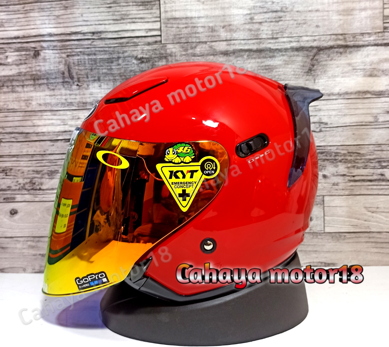 PAKET GANTENG HELM KYT DJ MAXI FIRE RED|MERAH KACA VENOM IRIDIUM Harga 390,000 rupiah*Gratis Ongkir