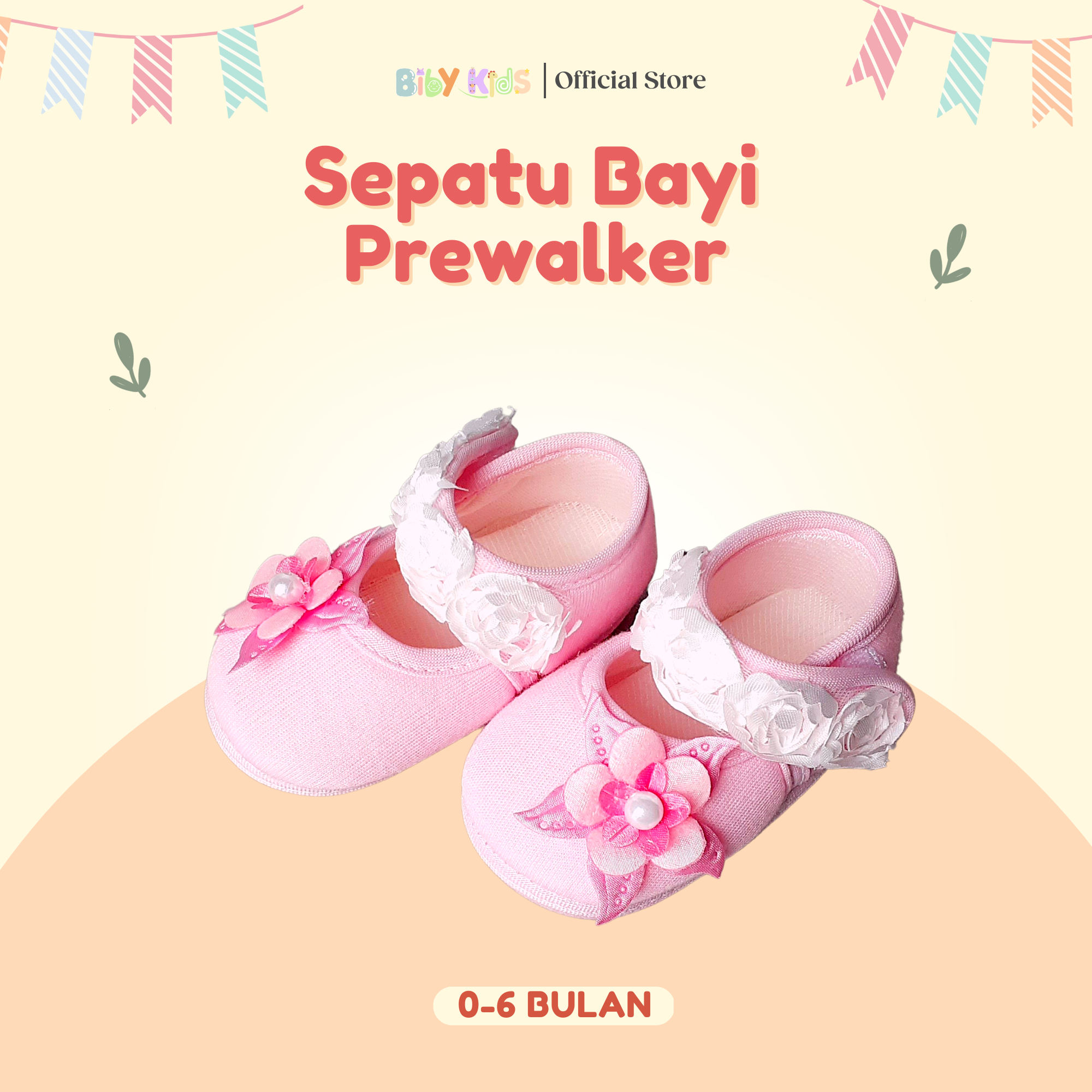 Sepatu Bayi Baru Lahir Perempuan Prewalker Shoes 0-6 Bulan Murah
