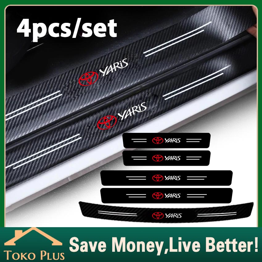 TOYOTA YARIS Carbon 3D Door Sill Plate Guard Pelindung Pijakan Injakan Kaki Pintu Mobil Set Harga 12,000 rupiah*Gratis Ongkir