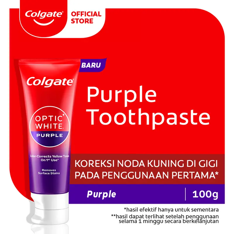 Colgate Optic White Purple 100gr Pasta Gigi Pemutih Gigi Menyegarkan Nafas Anti Gigi Anti Gigi Berlubang
