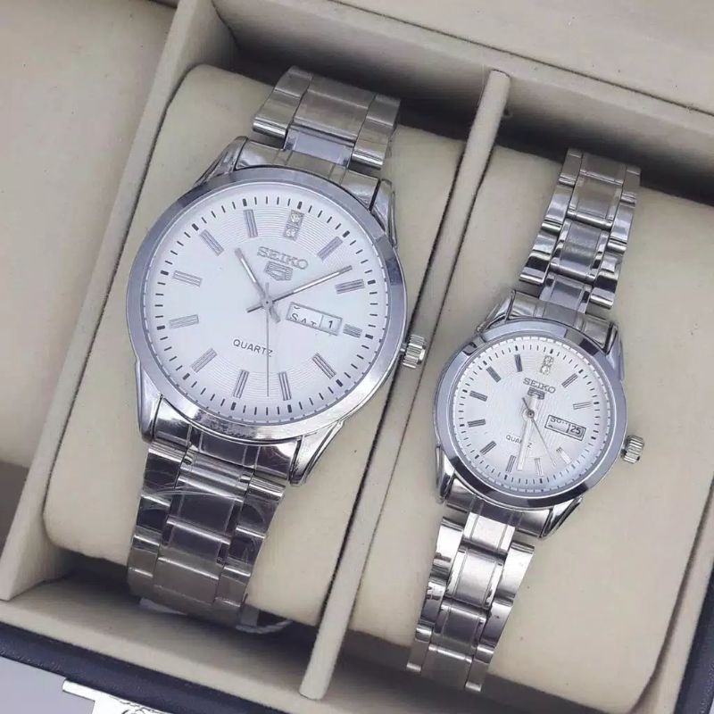 Seiko Couple's Watch Can Be Set to Active Date Stainless Chain Waterproof Free Battery Bakureh Watch