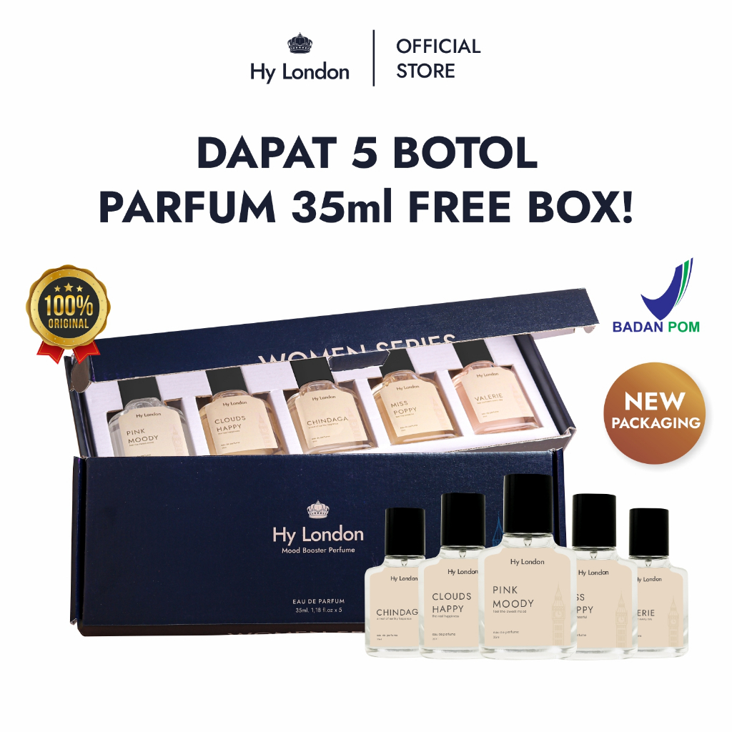 Hy London Parfum hadiah Set 5in1 Perfume Exclusive Package Box EDP 35ml